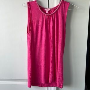 Lilly Pulitzer Hot Pink Beaded Tank Top Size Large